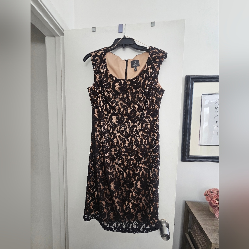 EUC Adrianna Papell Lace Overlay Dress Size 8
